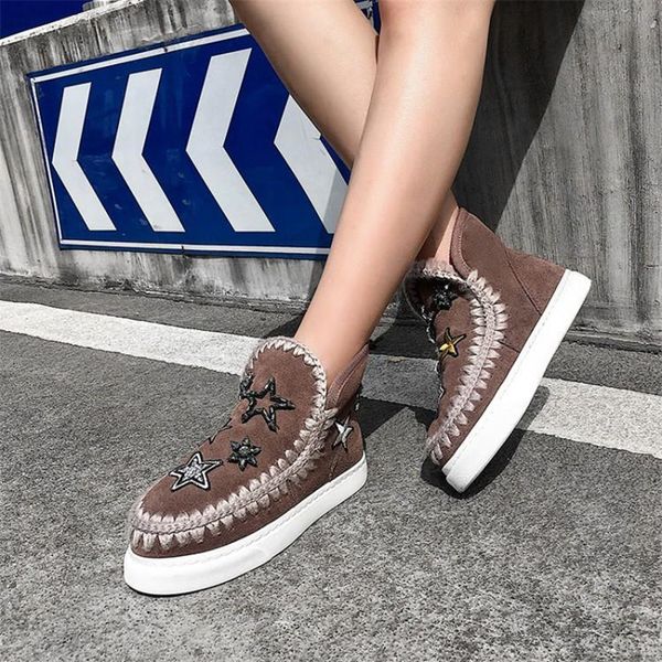 

shoes woman botas mujer round toe boots women slip on ankle boots winter warm snow increasing shoes outdoor casual, Black