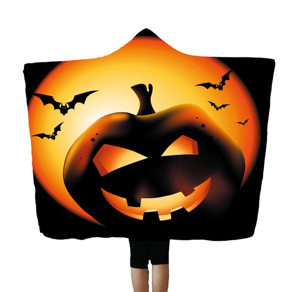 

halloween hooded blanket cloak cap blanket air conditioning nap napping printed pumpkin tapestr cover