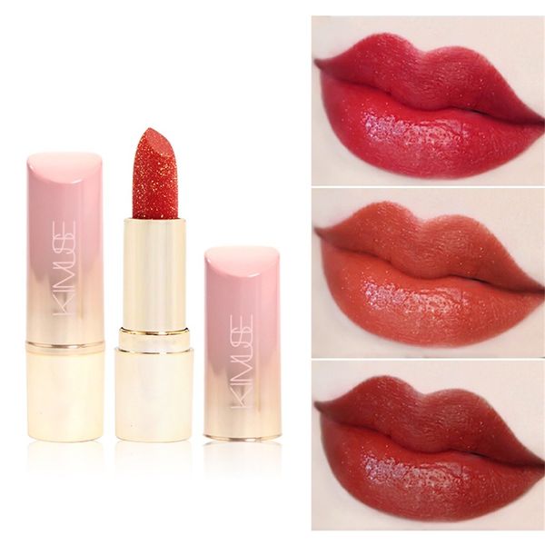 

multiple colour women ladies new arrive make up small pink diamond fan butterfly gold diamond lasting lipstick moisturizer#25628