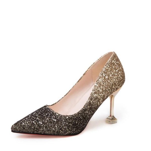 

liam women's shoes 2018 spring high-heeled new needleless light sequins fashion exquisite with wedding shoes, Black