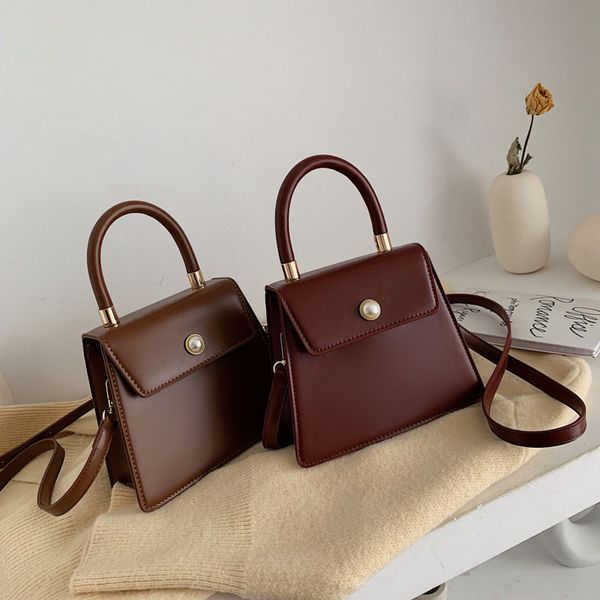 

2019 new ladies bag pearl handbag shoulder messenger bag fashion pu women's magnetic small square