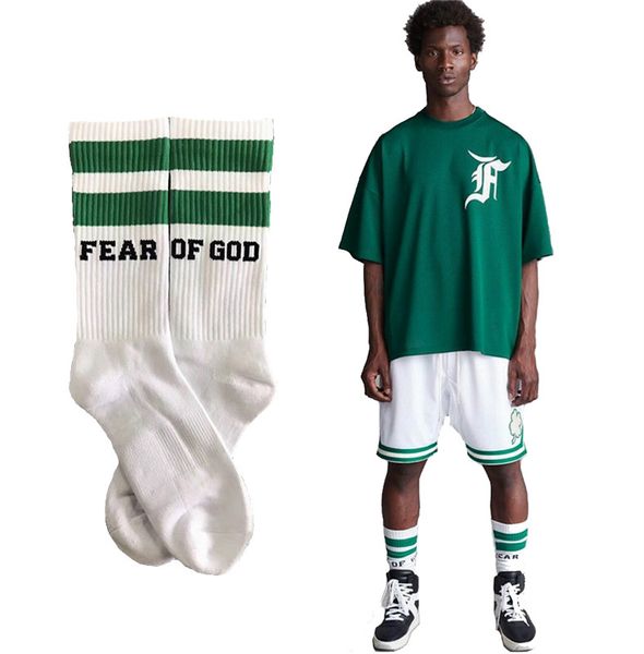 

fear of god 1987 stripe баскетбол носки fog harajuku хлопок скейтборд hip hop high street спорт midtop носки hfwz001, Black