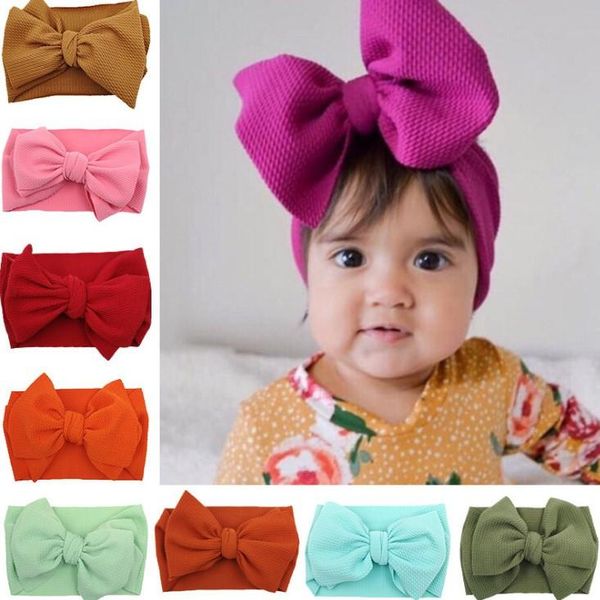 Ins Europeia American Style Childrens Farbic bastante sólido Turban Bebés Meninas Doce Bow Headband infantil foto do bebê Props