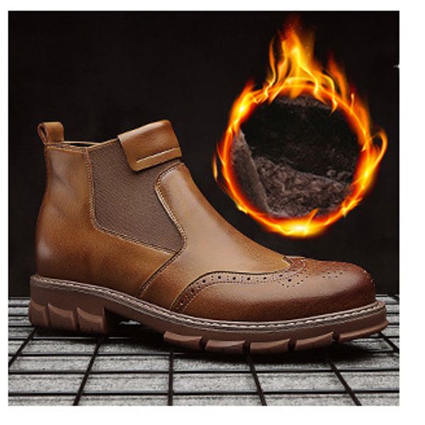 

mens designer martin boots students plus velvet casual warm cotton boots fashion trend 2019 new style mens high-cut tooling flat slip-on, Black