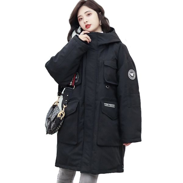 

2019 new stand collar hooded women winter jacket cotton padded winter womens jackets long female coats parkas new women jacket, Black