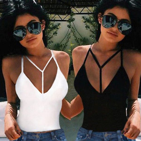

new women lady boho strappy tank bra cami vest crop bralette short camis, White