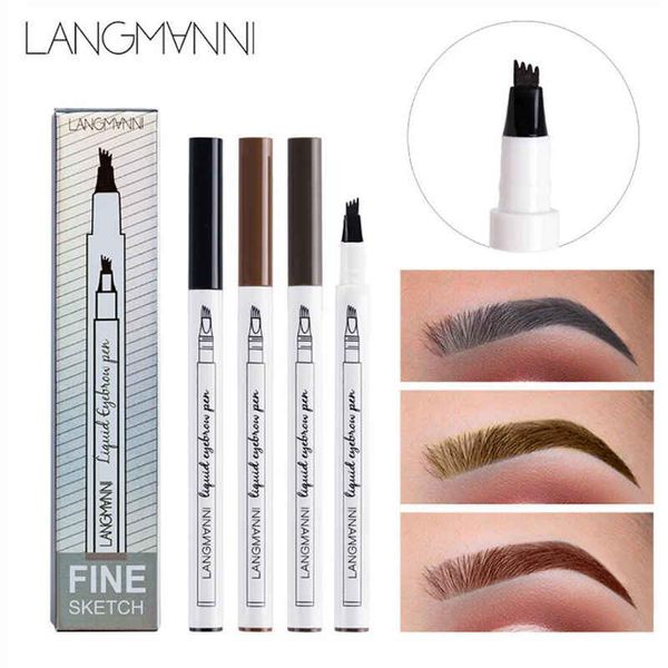 

langmanni waterproof 4 fork tip eyebrow tattoo pen smudge-proof super durable eye brow wenkbrauw tattoo pen beauty tools