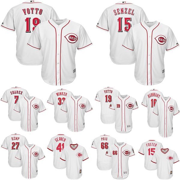 

Cincinnati Men's Reds Jerseys Barry Larkin Joey Votto Yasiel Puig Tom Seaver Barry Larkin White Cooperstown Collection Baseball Jersey