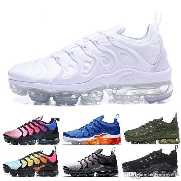 

2019 tn plus men trainers air cushion running shoes women outdoor shoes black white requin olive silver metallic tn sports athletic sneakers