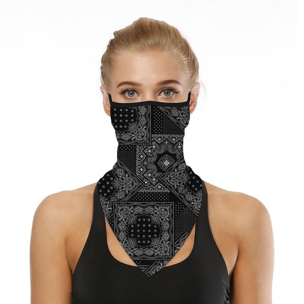 

outdoor sports printed bandana scarf face neck gaiter headband riding optional style face cover, Black;white
