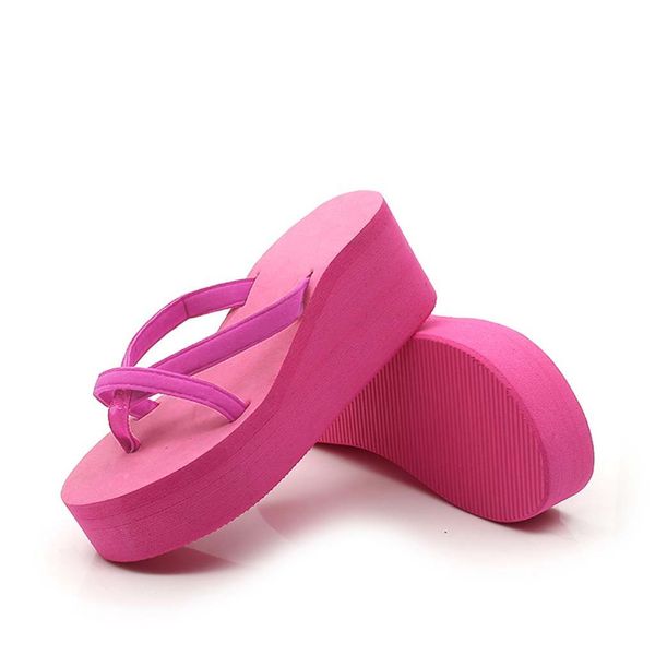 

SAGACE New Arrival Summer Beach Slipper Women 2020 High Heel Wedge Slippers Solid Color Beach Sandals Flip Flops