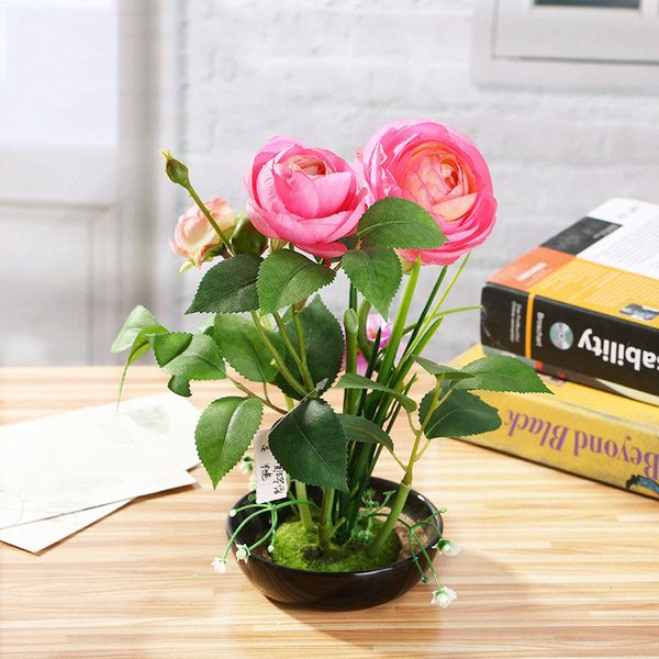

artificia flower pot bokeh rose creative ornaments high-end artificial flower plant potted artificial bonsai trees