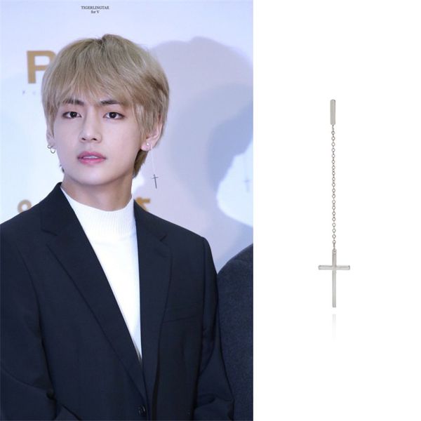 

kpop bangtan boys v stud earrings accessories lu6960, Silver