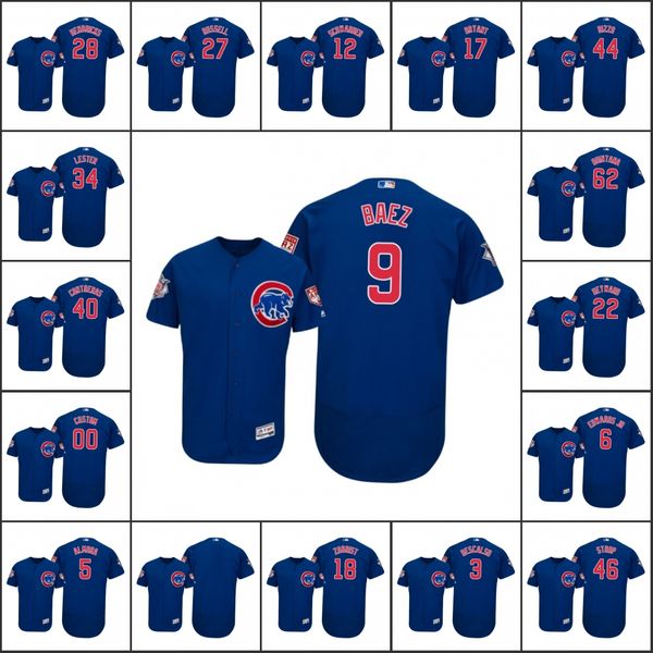 

chicago cubs men #9 javier baez 44 anthony rizzo 40 willson contreras women youth royal spring training flex base custom jersey