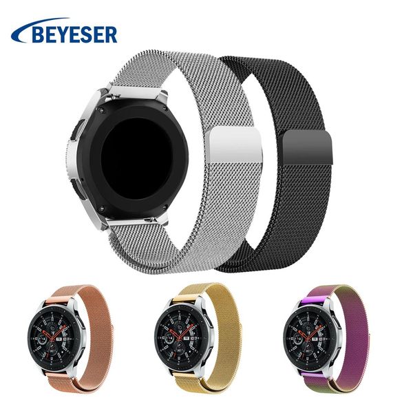

stainless steel watch band milanese loop watch strap for samsung gear s3 22mm band strap for samsung galaxy 46mm wristband, Black;brown