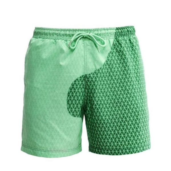 

boys drawstring color changing elastic beach shorts swimming trunks color-changing beach pants quick-drying grid swim trunks