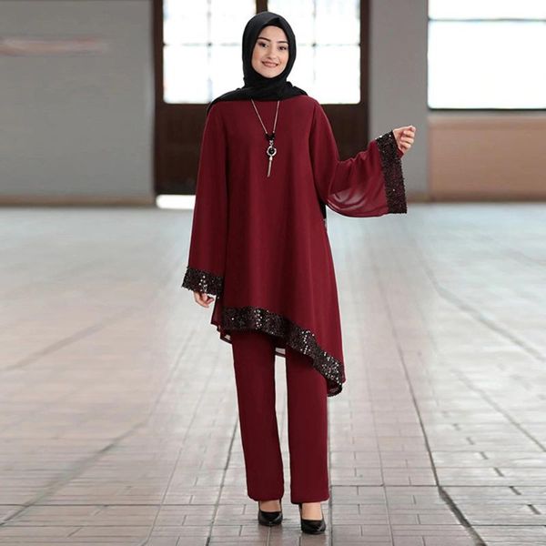 

ramadan eid mubarak dubai abaya turkey hijab muslim sets islamic clothing for women ropa mujer caftan kaftan islam robe femme, Red