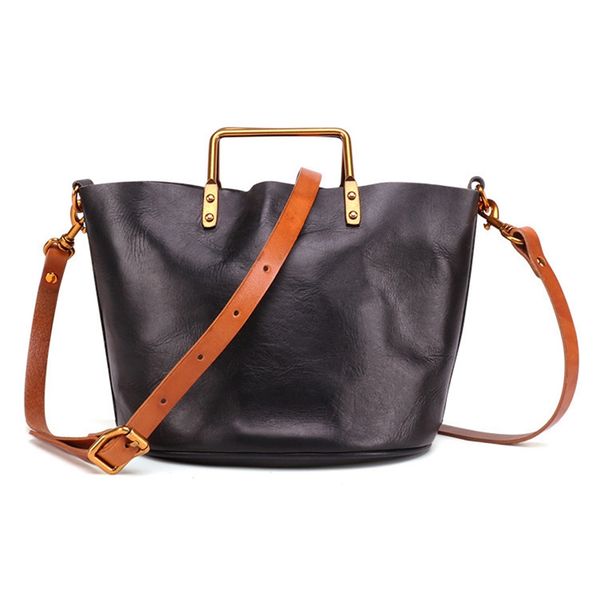 

handmade shoulder-slung back portable female ladies leather vegetable tanned cowhide bag in the bag tote retro child