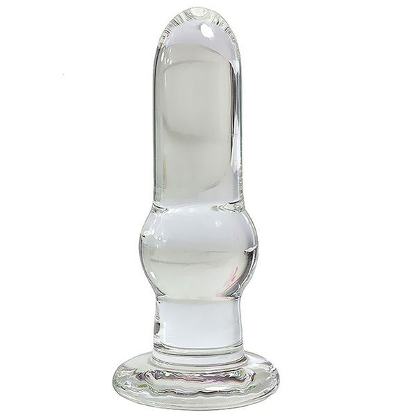 Transparente Vidro Anal Plug 13 * 4cm Dilator anal Dildo G Stimulador Spot Butt Plugs Vidro dildos para as mulheres Buttplug Brinquedos sexuais Y19062802