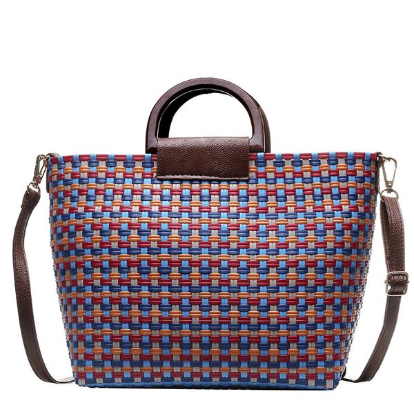 

ins summer beach basket patchwork striped fashion color