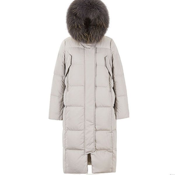 

women long black down coat winter warm coat long sleeve white duck down parka stand collar outwear zipper pocket jacket white
