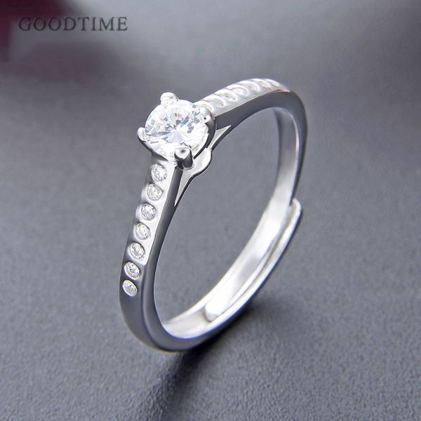 

noble ring for women pure 925 sterling silver rhinestone zircon ring jewelry accessories for bride wedding party decoration, Slivery;golden