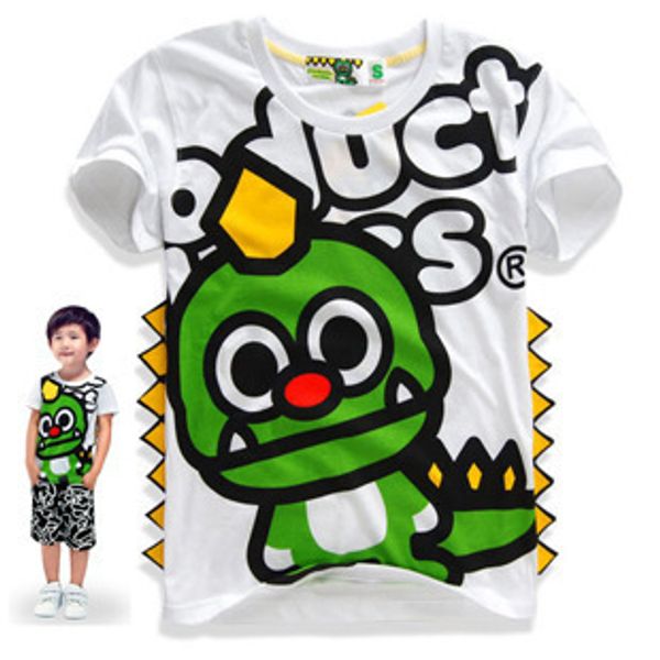 

clothes boy children's summer green dinosaur baby short sleeve children cartoon shirt 0334 t shirts, Black