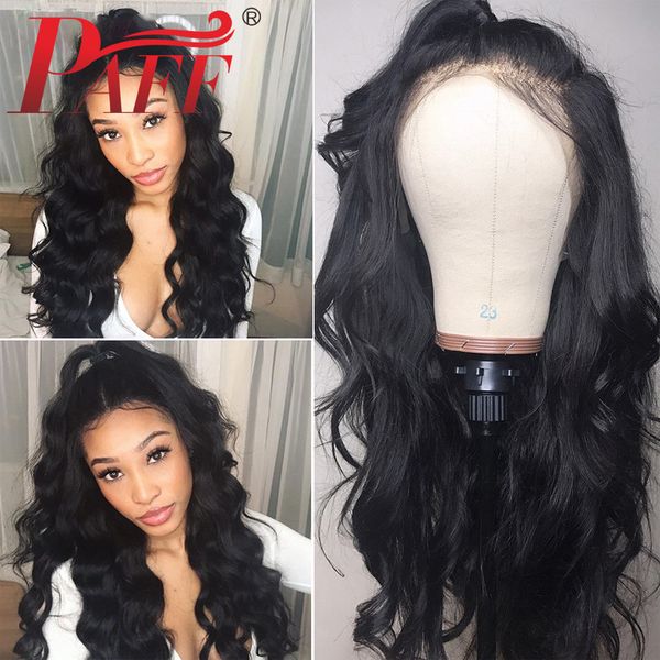 

paff natural wave glueless full lace human hair wigs peruvian remy hair lace wigs bleached knots pre plucked with baby hair, Black;brown