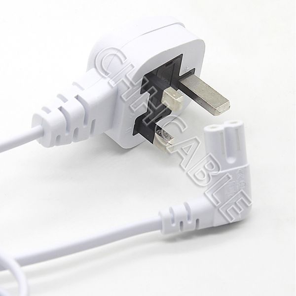 

2m figure of 8 mains cable/power uk lead plug cord angled iec c7 fig laptop