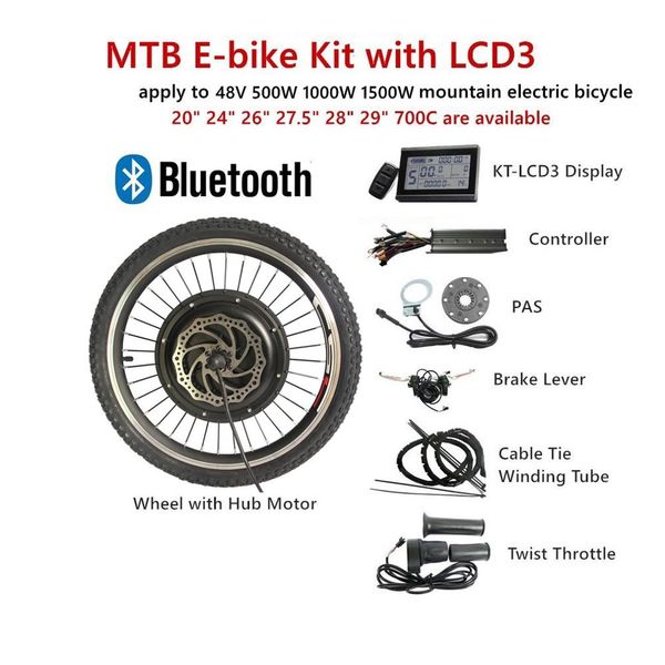 

mtb e-bike conversion kit 48v 1500w 20-29inch 700c mountain electric bicycle conversion parts rear wheel motor