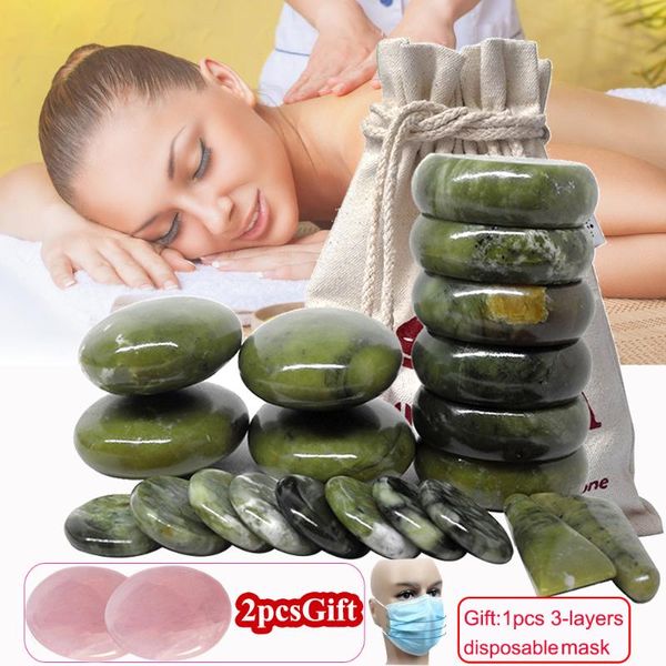 

tontin natural jade glaze stone massage set 22pcs/set massager back massage massageador health care stones for spine