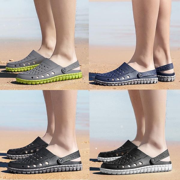 

men's shoes sandals and slippers summer air breathable wading shoes outdoor wear non-slip hole shoes garden sandals, Black