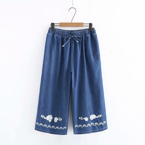 

plus size cropped women denim border work jeans rights wipe pipes broek, Blue