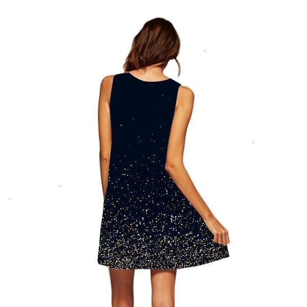 

ladies dresses womens clothing summer new dress women sleeveless boho short beach dress space galaxy 3d sundress vintage shift dress, Black;gray