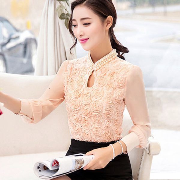 

дизайнер шифоновое блузы new plus размер женщины шифон блузка сексуальный цветок из бисера кружева топы sleeved повседневная рубашка лоскутн, White