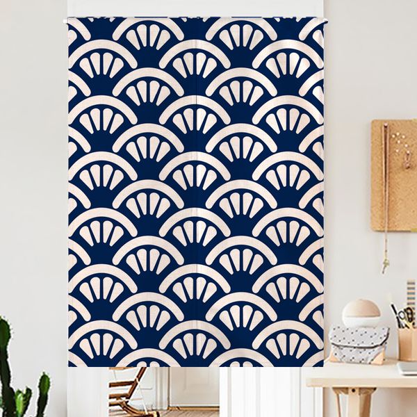 

oriental blue white japanese noren kitchen curtain japan style fish cherry blossoms living room linen geometric restaurant