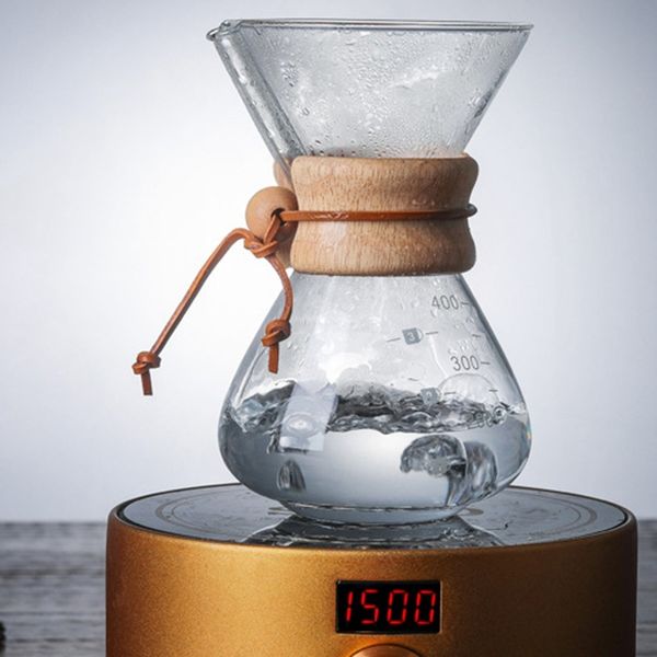 

pour over coffee maker with glass carafe and reusable filter manual coffee dripper brewer with real light brown wood slee