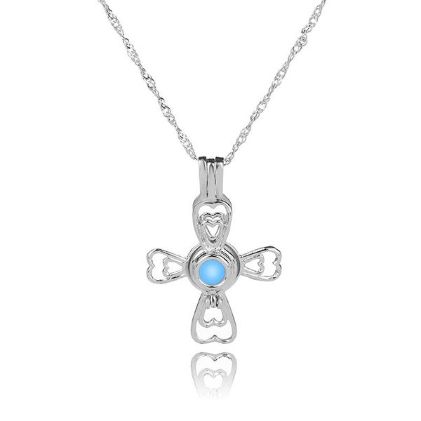 

noctilucent necklace woman personality cross diy pendeloque cut halloween novel luminescence accessories, Silver