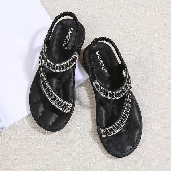

sagace women sandals new summer female shoes women's crystal wedge shoes ladies comfortable plus size platform sandals girl 2020, Black