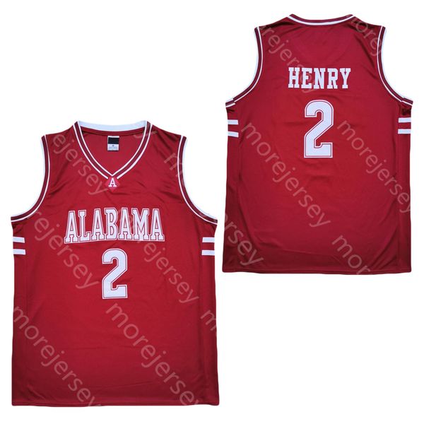 

2020 new alabama crimson tide basketball jersey ncaa college 2 henry all stitched and embroidery men youth size, Black;red
