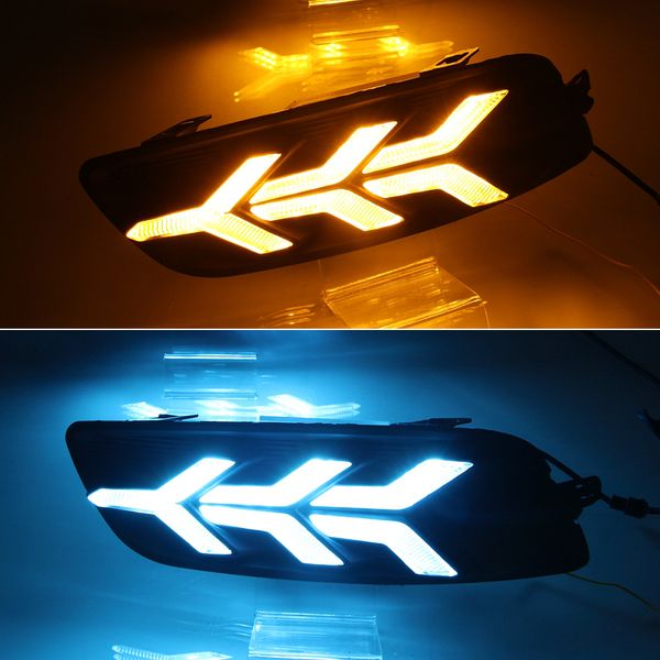 1 conjunto LED Daytime Running Light Dynamic Light Sinal Amarelo Carro Drl Fog Lamp for Nissan Teana 2011 2012