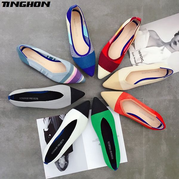 

tinghon spring women slip on flat loafers pointed toe shallow ballet flats shoes casual flat shoes ballerina flats 31colors, Black