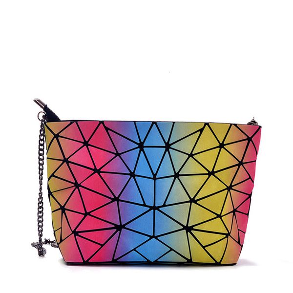 

горячая распродажа радуга сумочка новые женская мода геометрическая решетка лазерная сумка мода серебристые сумки на ремне