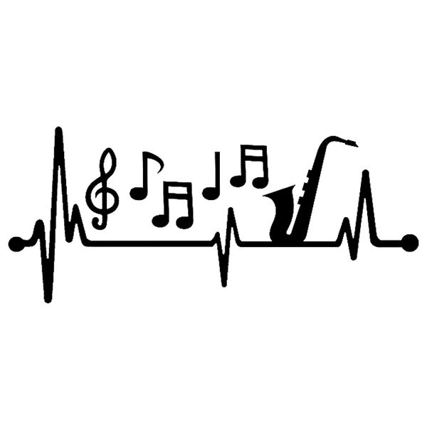 

13 * 5.6 см саксофон саксофон музыкальные ноты сердцебиение спасательный круг наклейка наклейка окна автомобиля винил автомобиль обернуть де