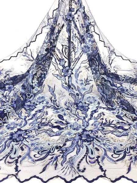 

african material 3 d flowers lace fabric for wedding royal blue nigerian french lace fabric 2019 material, Pink;blue
