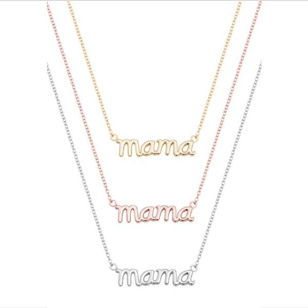 

5pcs english alphabet initials mama mom mother mothers pendant necklace mother's day necklace mama necklace mothers day gift jewelry, Silver