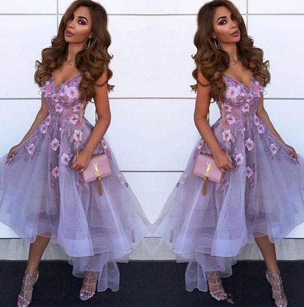 

party dresses lavender v neck tulle a line homecoming 2021 arabic lace applique high low princess short prom graduation, White;black