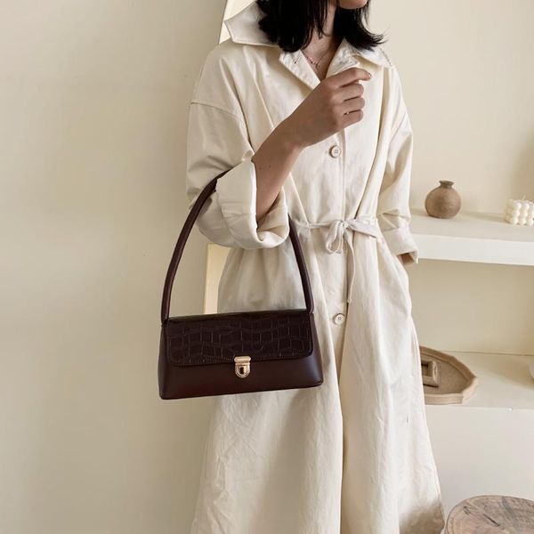 

2019 fall камень печать девушка сумка vintage ручных плеч подмышки сумка