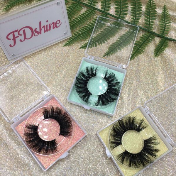 

fluffy lashes 25mm 3d mink eyelashes with square clear eyelash packaging crutely thick eye lashes fdshine