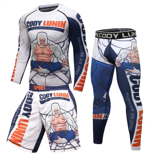 

new boxing set, orangutan 3d print compression shirt pants, kickboxing slim fit t-shirts, pants, muay thai fightwing, Black;red